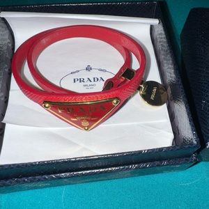Red Prada Bracelet Saffiano Leather